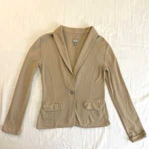 Converse One Star Tan‎ Button Knit Jacket Sz XS Indie Downtown Girl Indie Preppy